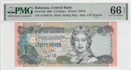 Bahamas, 1/2 Dollar, 2001, UNC, p68
UNC
PMG 66 EPQQueen Elizabeth II Portrait
Estimate: USD 75 - 150