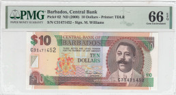Barbados, 10 Dollars, 2000, UNC, p62
UNC
PMG 66 EPQ
Estimate: USD 30 - 60