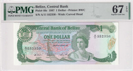 Belize, 1 Dollar, 1987, UNC, p46c
UNC
PMG 67 EPQQueen Elizabeth II PortraitHigh Condition
Estimate: USD 75 - 150
