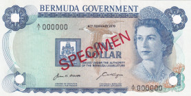 Bermuda, 1 Dollar, 1970, UNC, p23s, SPECIMEN
UNC
Queen Elizabeth II Portrait
Estimate: USD 30 - 60