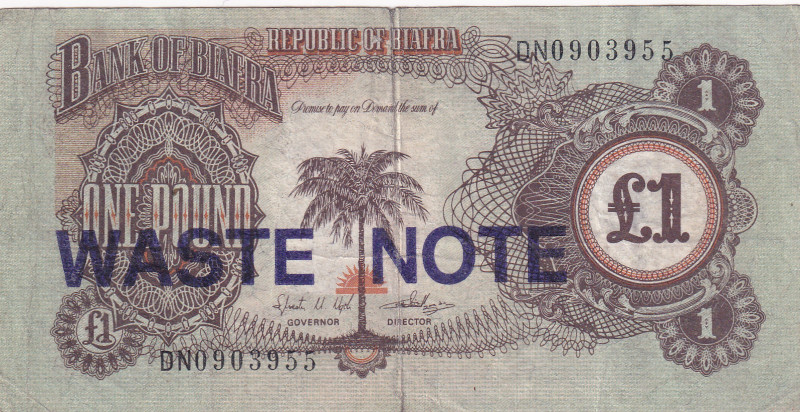 Biafra, 1 Pound, 1969, VF(-), p5a
VF(-)
split and pinhole
Estimate: USD 25 - ...