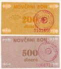 Bosnia - Herzegovina, 200-500 Dinara, 1992, UNC(-), p48b; p49a, (Total 2 banknotes)
UNC(-)
TRAVNIK' (Banknote Receipt)
Estimate: USD 35 - 70