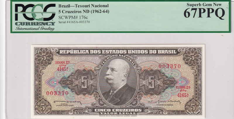 Brazil, 5 Cruzeiros, 1962/1964, UNC, p176c
UNC
PCGS 67 PPQHigh Condition
Esti...