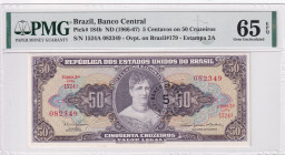 Brazil, 5 Centavos on 50 Cruzeiros, 1966/1967, UNC, p184b
UNC
PMG 65 EPQ
Estimate: USD 25 - 50