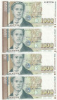 Bulgaria, 1.000 Leva, 1994, UNC, p105, (Total 4 consecutive banknotes)
UNC
Estimate: USD 20 - 40