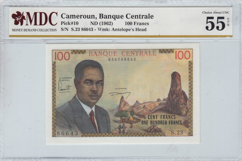 Cameroun, 100 Francs, 1962, AUNC, p10
AUNC
MDC 55 GPQ
Estimate: USD 150 - 300