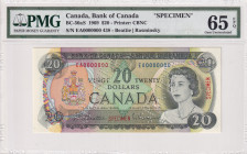 Canada, 20 Dollars, 1969, UNC, p89as, SPECIMEN
UNC
PMG 65 EPQQueen Elizabeth II Portrait
Estimate: USD 450 - 900