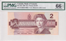 Canada, 2 Dollars, 1986, UNC, p94b
UNC
PMG 66 EPQQueen Elizabeth II Portrait
Estimate: USD 100 - 200
