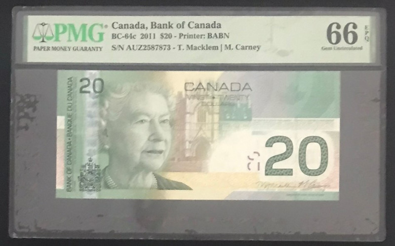 Canada, 20 Dollars, 2011, UNC, p103h
UNC
PMG 66 EPQQueen Elizabeth II Portrait...