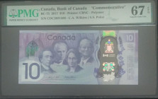 Canada, 10 Dollars, 2017, UNC, p112
UNC
PMG 67 EPQHigh Condition, Commemorative banknote
Estimate: USD 30 - 60