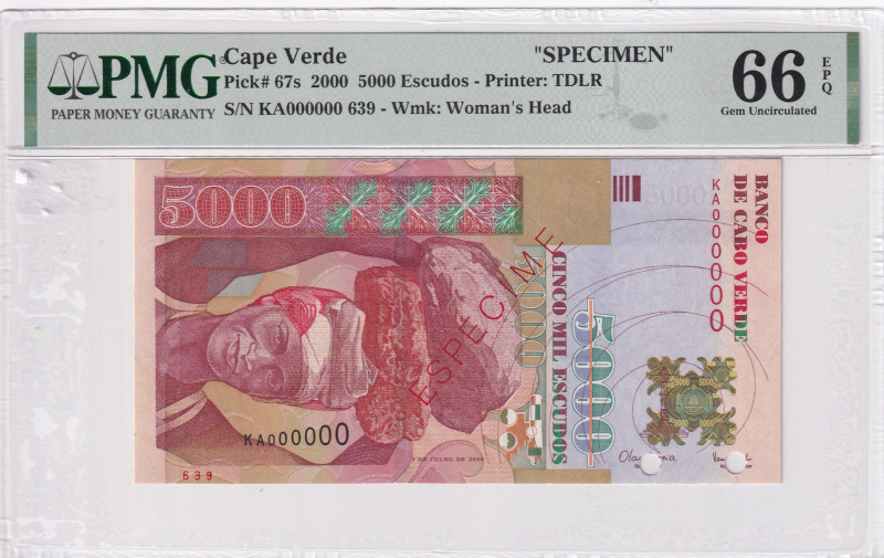 Cape Verde, 5.000 Escudos, 2000, UNC, p67s
UNC
PMG 66 EPQ
Estimate: USD 100 -...