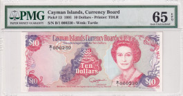 Cayman Islands, 10 Dollars, 1991, UNC, p13
UNC
PMG 65 EPQPortrait of Queen Elizabeth II, First Thousand Serial Number
Estimate: USD 250 - 300