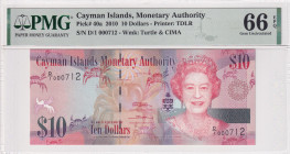 Cayman Islands, 10 Dollars, 2010, UNC, p40a
UNC
PMG 66 EPQPortrait of Queen Elizabeth II, First Thousand Serial Number
Estimate: USD 40 - 80