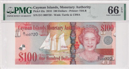 Cayman Islands, 100 Dollars, 2010, UNC, p43a
UNC
PMG 66 EPQQueen Elizabeth II PortraitLow Serial Number
Estimate: USD 150 - 300
