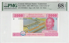 Central African States, 2.000 Francs, 2002, UNC, p208Ue
UNC
PMG 68 EPQHigh Condition"U'' Cameroon, TOP POP
Estimate: USD 100 - 200
