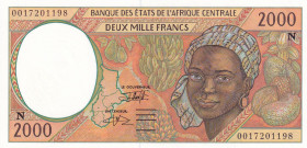 Central African States, 2.000 Francs, 2000, UNC, p503Ng
UNC
Light handling"N" Equatorial Guinea
Estimate: USD 15 - 30