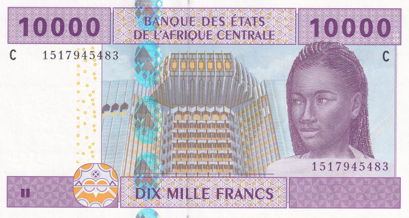 Central African States, 10.000 Francs, 2002, UNC, p610Cd
UNC
P for Chad
Estim...