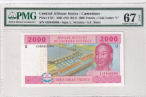 Central African States, 2.000 Francs, 2015, UNC, p613U
UNC
PMG 67 EPQ"U'' CamerounHigh Condition
Estimate: USD 30 - 60
