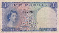 Ceylon, 1 Rupee, 1952, VF(+), p49
VF(+)
Queen Elizabeth II PortraitStained
Estimate: USD 40 - 80