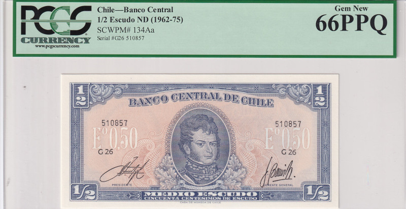 Chile, 1/2 Escudo, 1962/1975, UNC, p134Aa
UNC
PCGS 66 PPQ
Estimate: USD 25 - ...