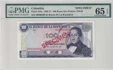 Colombia, 100 Pesos Oro, 1968/1971, UNC, p410s, SPECIMEN
UNC
PMG 65 EPQ
Estimate: USD 150 - 300