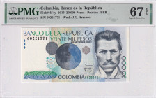 Colombia, 20.000 Pesos, 2013, UNC, p454y
UNC
PMG 67 EPQHigh Condition
Estimate: USD 30 - 60