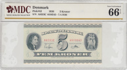 Denmark, 5 Kroner, 1936, UNC, p42
UNC
MDC 66 GPQ
Estimate: USD 150 - 300