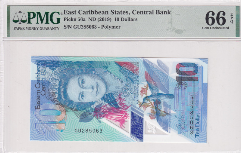 East Caribbean States, 10 Dollars, 2019, UNC, p56a
UNC
PMG 66 EPQQueen Elizabe...