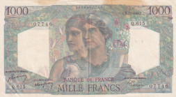 France, 1.000 Francs, 1949, XF, p130b
XF
There are pinholes, stains and tears.
Estimate: USD 30 - 60