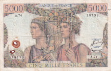 France, 5.000 Francs, 1951, FINE, p131c
FINE
Estimate: USD 25 - 50
