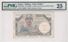France, 5 Nouveaux Francs on 500 Francs, 1960, VF, pM14
VF
PMG 25Military, Tresor Public
Estimate: USD 375 - 750