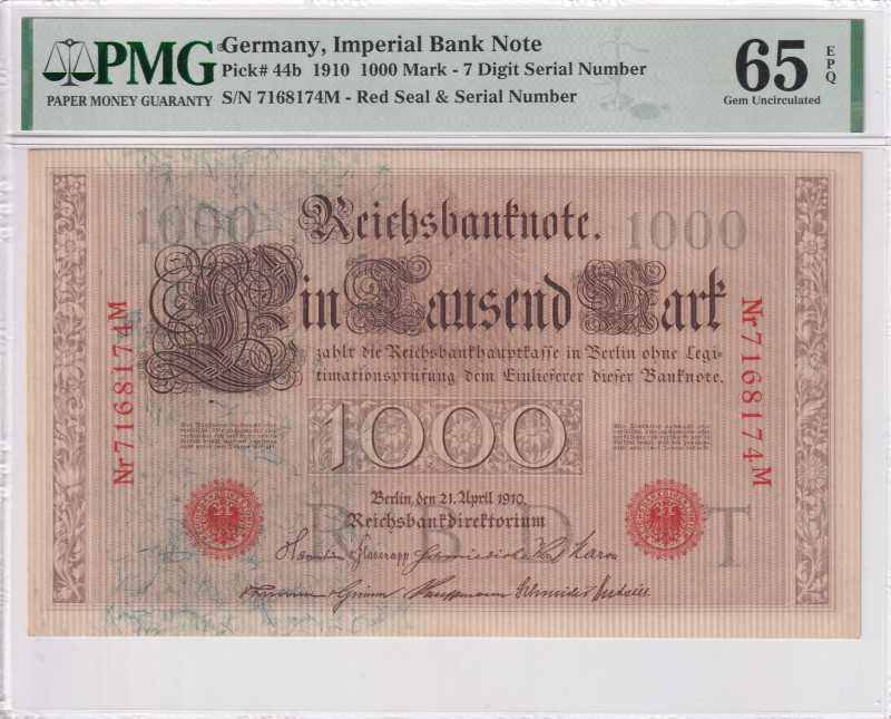 Germany, 1.000 Mark, 1910, UNC, p44b
UNC
PMG 65 EPQ
Estimate: USD 40 - 80
