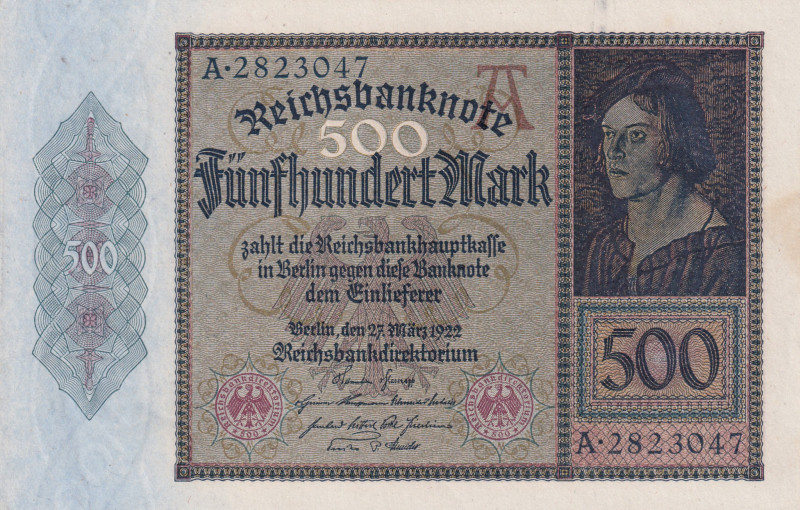 Germany, 500 Mark, 1922, UNC(-), p73
UNC(-)
Light stained
Estimate: USD 20 - ...