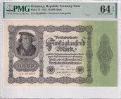 Germany, 50.000 Mark, 1922, UNC, p79
UNC
PMG 64 EPQ
Estimate: USD 100 - 200