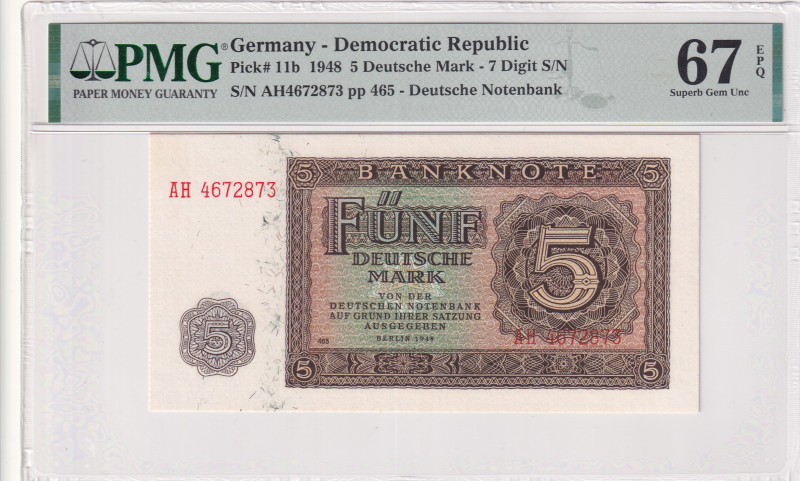 Germany - Democratic Republic, 5 Deutsche Mark, 1948, UNC, p11b
UNC
PMG 67 EPQ...