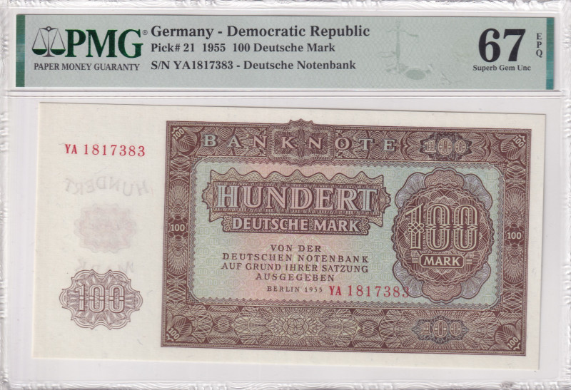 Germany - Democratic Republic, 100 Deutsche Mark, 1955, UNC, p21
UNC
PMG 67 EP...