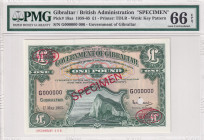 Gibraltar, 1 Pound, 1965, UNC, p18as, SPECIMEN
UNC
PMG 66 EPQ
Estimate: USD 450 - 900