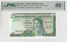 Gibraltar, 5 Pounds, 1988, UNC, p21b
UNC
PMG 66 EPQQueen Elizabeth II Portrait
Estimate: USD 100 - 200