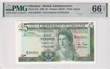 Gibraltar, 5 Pounds, 1988, UNC, p21b
UNC
PMG 66 EPQIt has serial tracking number with the next lot.Queen Elizabeth II Portrait
Estimate: USD 50 - 1...
