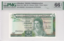 Gibraltar, 5 Pounds, 1988, UNC, p21b
UNC
PMG 66 EPQIt has serial tracking number with previous Lot.Queen Elizabeth II Portrait
Estimate: USD 50 - 1...