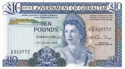 Gibraltar, 10 Pounds, 1986, UNC, p22b
UNC
Queen Elizabeth II Portrait
Estimate: USD 30 - 60