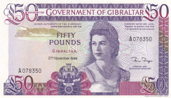 Gibraltar, 50 Pounds, 1986, UNC, p24
UNC
Queen Elizabeth II Portrait
Estimate: USD 100 - 200
