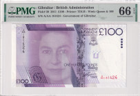 Gibraltar, 100 Pounds, 2011, UNC, p39
UNC
PMG 66 EPQQueen Elizabeth II Portrait
Estimate: USD 200 - 400