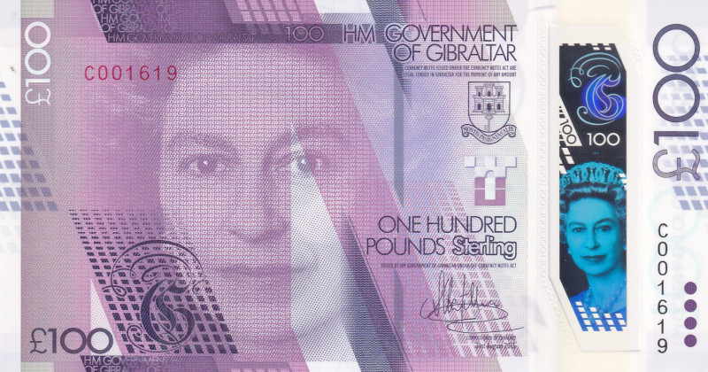 Gibraltar, 100 Pounds, 2015, UNC, p40a
UNC
Queen Elizabeth II Portrait, Polyme...