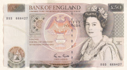Great Britain, 50 Pounds, 1981/1993, XF(+), p381b
XF(+)
Queen Elizabeth II PortraitLight stained
Estimate: USD 75 - 150