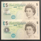 Great Britain, 5 Pounds, 2002, UNC, p391c, (Total 2 consecutive banknotes)
UNC
Queen Elizabeth II Portrait
Estimate: USD 20 - 40