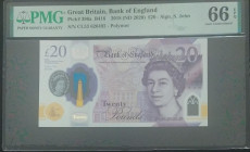 Great Britain, 20 Pounds, 2020, UNC, p396a
UNC
PMG 66 EPQIt has serial tracking number with previous Lot.Queen Elizabeth II Portrait, Polymer bankno...