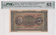 Greece, 100.000 Drachmai, 1944, UNC, p125a
UNC
PMG 63 EPQ
Estimate: USD 75 - 150
