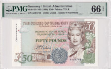 Guernsey, 50 Pounds, 1994, UNC, p59
UNC
PMG 66 EPQQueen Elizabeth II Portrait
Estimate: USD 180 - 360
