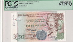 Guernsey, 50 Pounds, 1994, UNC, p59
UNC
PCGS 67 PPQHigh Condition, Queen Elizabeth II Portrait
Estimate: USD 100 - 200